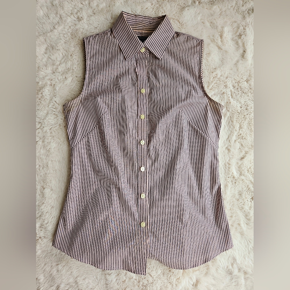 Banana Reppublic | Striped Sleeveless Button-Up Top